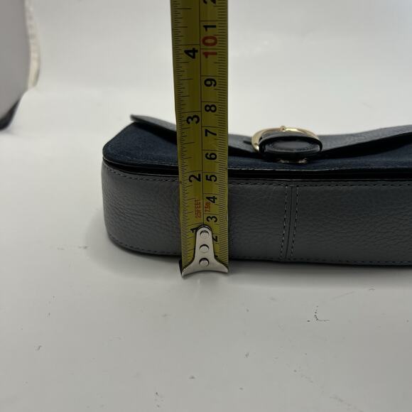 Coach Kleo Crossbody Navy Blue Suede Denim Leather Chain Gold Strap Mini Purse - Picture 15 of 16